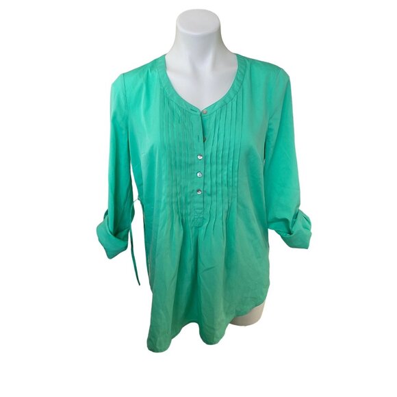 Motherhood Maternity Size Medium M Blouse Shirt Spring Summer Work Top Green *1C - Picture 1 of 9